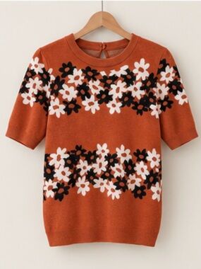 Anthropologie Maeve Jacquard Knit Tee